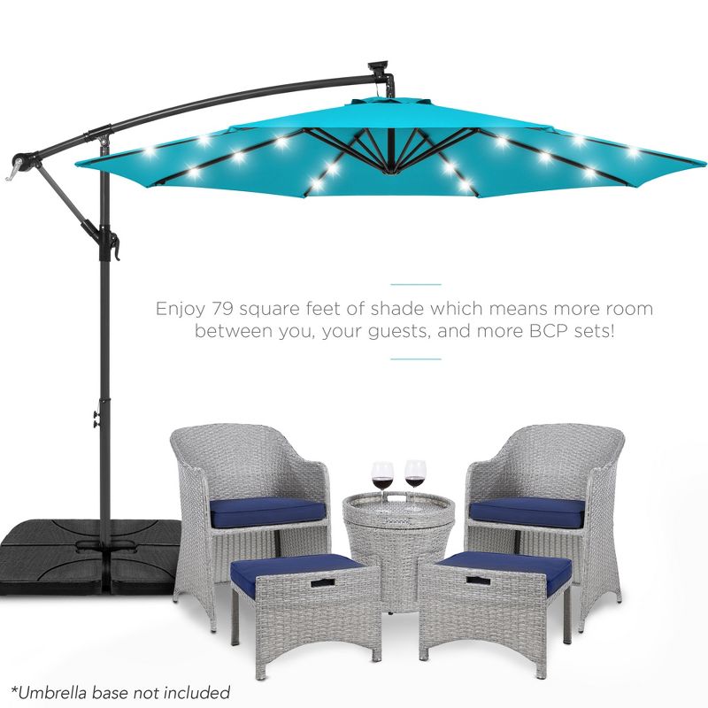 Best Choice Products 10ft Solar LED Offset Hanging Outdoor Market Patio Umbrella w/ Adjustable Tilt, 3 of 9