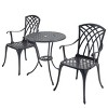 Outdoor Patio Dining Set, 3 Pcs Bistro Table Set Cast, Dining Set for 2 People, Aluminum Patio Furniture with Umbrella Hole-Coolbibila - 4 of 4