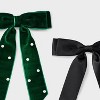 Girls' 2pk Holiday Satin and Velvet Bow Barrette Set - Cat & Jack™ Black/Green - 3 of 3