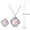 EVERLY JEWELRY | Sterling Silver 9.5-12.5 MM Cultured Freshwater Pearl 3 3/4 Cubic Zirconia Geometric Halo Necklace and Stud Earring Set - 2 of 4