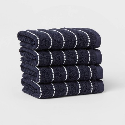 4pc Performance Plus Washcloths Dark Gray Striped - Threshold™