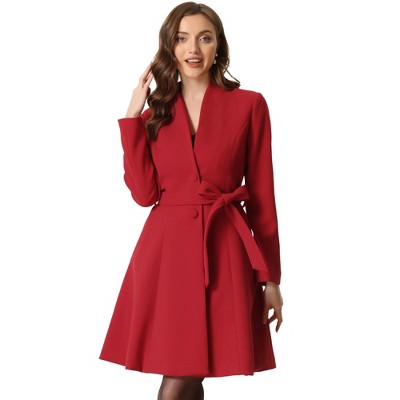 Allegra K Women's Vintage Coat Collarless Winter Elegant A-line Coats ...