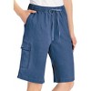 Collections Etc Versatile Double Cargo Pocket Denim Bermuda Drawstring Shorts - 3 of 4