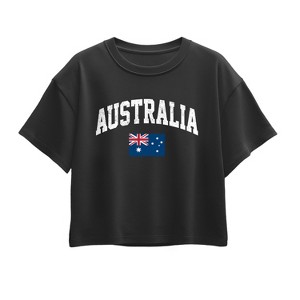 Girls' - Instant Message - Australia Flag Short Sleeve Boxy Graphic T-Shirt - 1 of 4