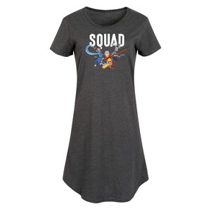 Women's Avatar: The Last Airbender Trio Squad Graphic T-shirt Dress - Heather Charcoal - 3X - 1 of 4