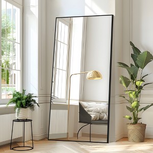 Wooakway Black/Gold/Silver Metal Full Length Mirrors Accent Wall Mirror Freestand Mirror with Bracket - 1 of 4