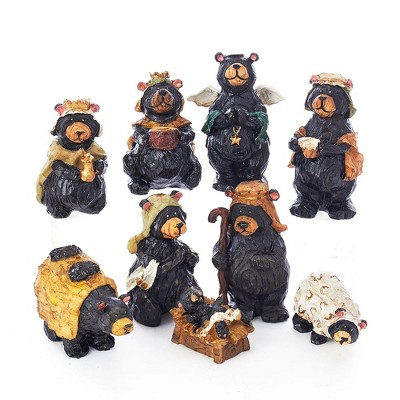 Kurt Adler 4" Resin Nativity Bear Set of 9 Piece Set