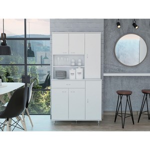 NicBex Storage Buffet Cabinet 90" Freestanding Kitchen Pantry Sideboard Cabinet with 2 Open Shelves, 1 Drawer, Multiple Cabinets - 1 of 4