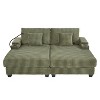 Loveseat Sofa Double Chaise Lounge Sleeper Sofa Bed Recliner Couch with Adjustable Back, Phone Holder, Cup Holders & Storage Compartments - ModernLuxe - 4 of 4