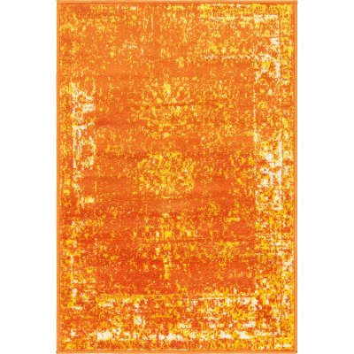 Casino Sofia Chic Orange Synthetic 2'2" x 3'1" Indoor Rug