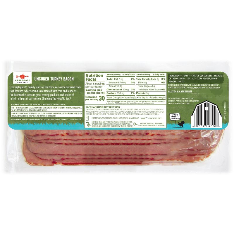 Applegate Natural Hickory Smoked Uncured Turkey Bacon - 8oz, 3 of 6