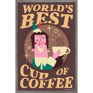 Trends International Elf - World's Best Cup Of Coffee Framed Wall Poster Prints - 1 of 4