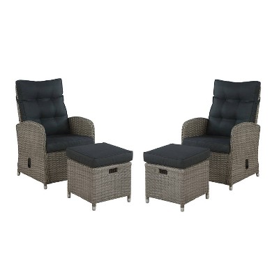 Monaco 4pc Set: Reclining Chairs & Ottomans, Water-Resistant - Alaterre Furniture