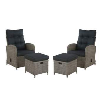 Monaco 4pc Set with 2 Reclining Chairs & 2 Ottomans - Gray - Alaterre Furniture