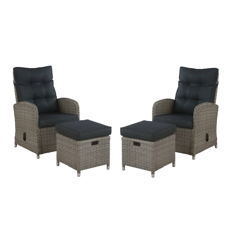 Monaco 4pc Set with 2 Reclining Chairs &#38; 2 Ottomans - Gray - Alaterre Furniture, 1 of 14