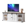 Jojoka TV Stand for 75 Inch TV, Mid Century Entertainment Center with Sliding Barn Doors, Storage Cabinets, Charge Station - 4 of 4