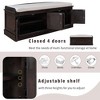 Kumasinova Magnetic Closure Shoe Bench with Adjustable Shelves, Classic 4-Door Storage Bench with Linen Cushion, Entryway Ottoman with Storage - 3 of 4