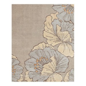 NICOLE MILLER NEW YORK Flora Grandeur Bloom Handcrafted Area Rug, Natural Wool Rug - 1 of 4