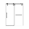 Zeus & Ruta Frameless Sliding Shower Door with 5/16" Clear Tempered Glass, Matte Black Stainless Steel - 2 of 4