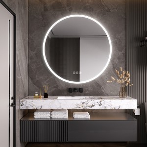 Round Tempered Glass Bathroom Mirror - 1 of 4