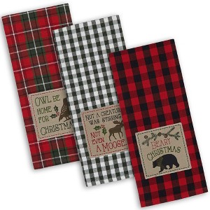 Design Imports  Christmas Embellished Dishtowel Set 3 Piece, 18X28", Cabin Christmas - 1 of 4