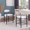 Christopher Knight Home Set of 2 25" Liam Modern Upholstered Iron Counter Height Barstools Beige/Black - 2 of 4
