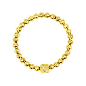 Adornia 14k Gold Plated Initial Cube Stretch Bracelet - 1 of 3