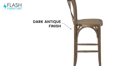 Antique Dark Beechwood Cross Back Barstool