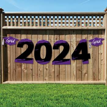Big Dot of Happiness Purple Grad - Best is Yet to Come - Large Purple Graduation Party Decorations - 2024 - Outdoor Letter Banner