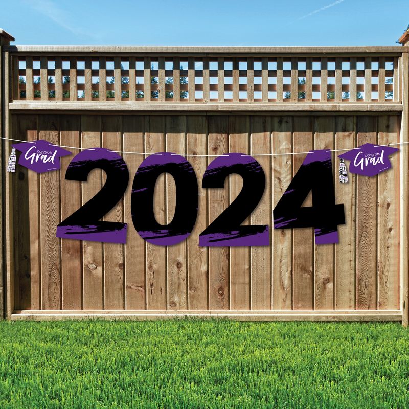 Big Dot of Happiness Purple Grad - Best is Yet to Come - Large Purple Graduation Party Decorations - 2024 - Outdoor Letter Banner, 1 of 9