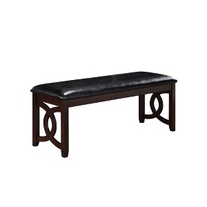 Furniture Gia 46" Solid Wood and Faux Leather Bench in Ebony Black - 1 of 4