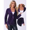 INSPIRE CHIC Women's Open Front Long Sleeve Glitter Disco Party Sequin Cardigan - 2 of 4