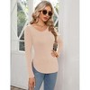 Clearlove Women’s Long Sleeve Cutout Asymmetrical Neck Tshirt Slim Fit Tunic Blouse with Side Split Slit Casual Solid Tops - 4 of 4