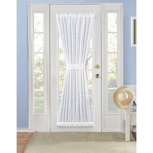 Kate Aurora Plaid Sheer French Door Curtain Panel With Tieback - 1 of 1