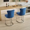 Okak Counter Bar Stools Set of 2, Modern Velvet Upholstery with Button Tufting & Rivet Trim, Brushed Nickel Metal Base for Kitchen Island - 4 of 4