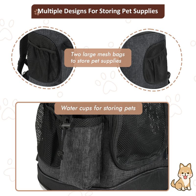 Tirrinia Two-Sided Entry Pet Carrier Backpack for Cats & Small Dogs, Airline-Approved, Padded Back Support, Ideal for Hiking, Walking, Cycling, 5 of 8