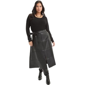 June + Vie by Roaman's Women's Plus Size Ribbed Scoopneck Top - 1 of 4
