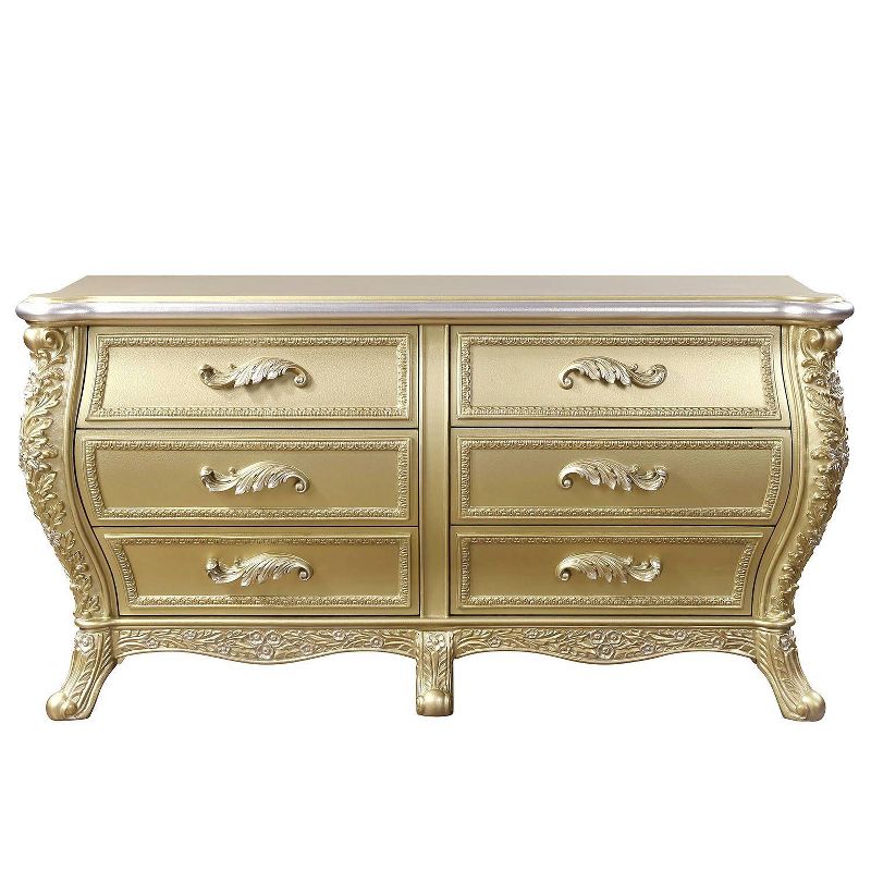 74&#34; Cabriole Decorative Storage Drawer Gold Finish - Acme Furniture, 3 of 7