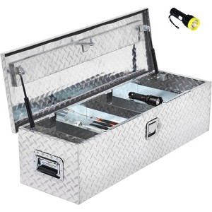 Heavy Duty Aluminum Truck Tool Box 39"x13"x13", Diamond Plate Storage Chest with Sliding Shelf, Lock & Keys, Waterproof Organizer for Pickup, Silver - 1 of 4