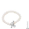 Steeltime Ladies freshewater pearl and stainless steel heart charm stretch bracelet. Color Options: Silver, Gold - 3 of 4