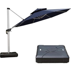 PURPLE LEAF 10/11/12/13ft Outdoor Patio Cantilever Umbrella with Base Offset Umbrella 360 Degree Rotation Round Umbrella for Deck Pool Garden - 1 of 4