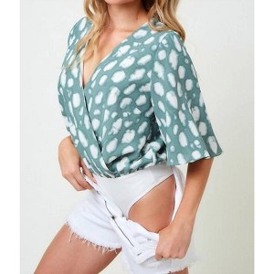 Women's Overlap Bodysuit - Saints & Hearts - 1 of 4