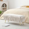 NicBex Bedroom Bench with Gold Legs Upholstered End of Bed Bench Velvet Oval Storage Ottoman Bench Toy Box for Living Room, Entryway - 2 of 4