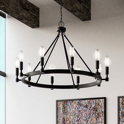 Urban Ambiance Luxury New Traditional Chandelier,  23''H x 31''W,  Matte Black Finish, ULB2020