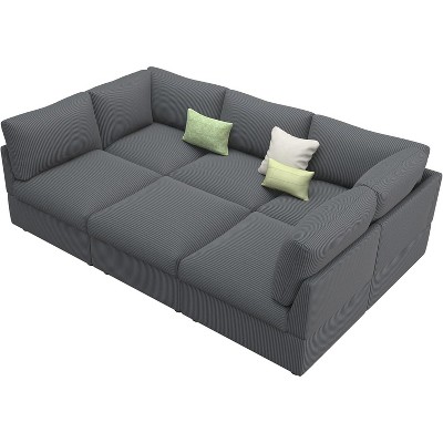 AMERLIFE Oversized Modular Sectional Sofa with 32" Deep Seat, 6-Piece Convertible U/L/S Couch