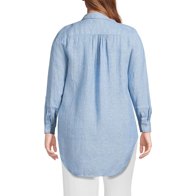 Lands' End Women's Linen Roll Sleeve Relaxed Tunic Top, 2 of 5