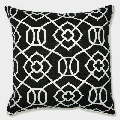 Outdoor/Indoor Kirkland Black Floor Pillow - Pillow Perfect: Geometric Design, Weather-Resistant