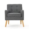 Lyngins Mid-Century Modern Tufted Accent Chair with Birch Wood Legs & Extra Padded Cushion, Comfy Armchair, Retro Sofa Chair for Living Room/Office - 2 of 4