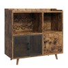Coffee Bar Cabinet, Industrial Buffet Storage Cabinet with Mesh Doors and Adjustable Shelves - 3 of 4