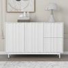 HDZNVF Wave Pattern Storage Cabinet with 2 Doors and 2 Drawers, Adjustable, White - 2 of 4
